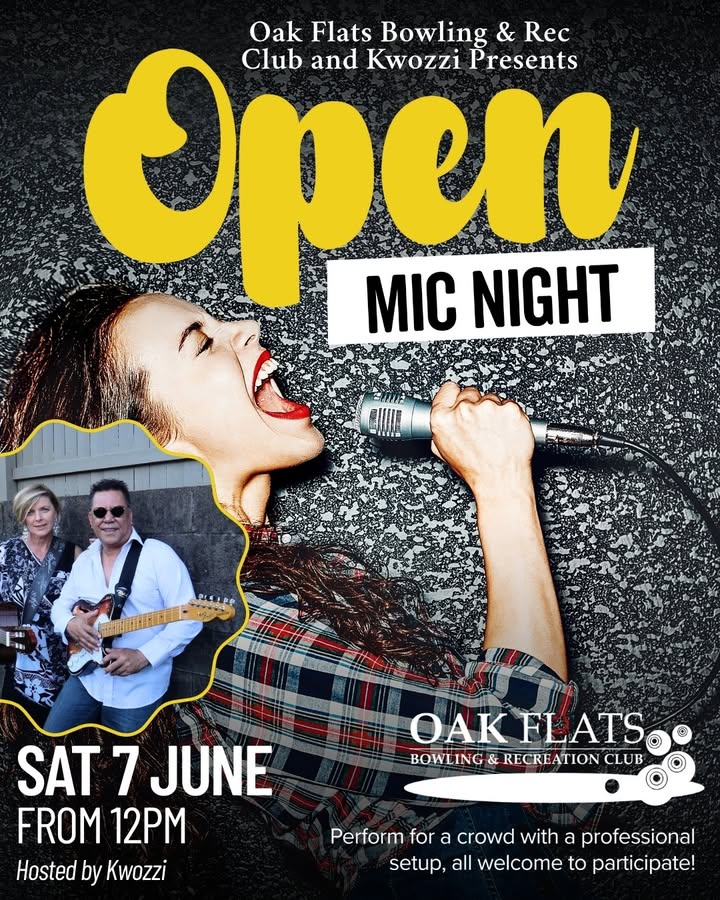 Featured image for “Open Mic Afternoon: Showcase Your Talent at Oak Flats Bowling Club”