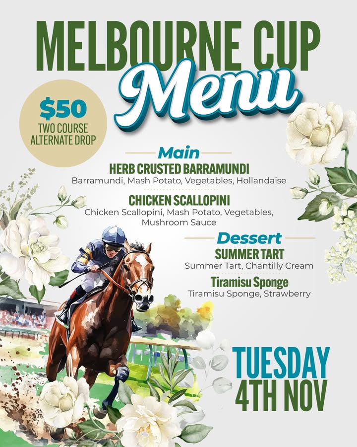 Featured image for “Melbourne Cup Lunch: Delicious 2-Course Menu at Oak Flats Bowling Club”