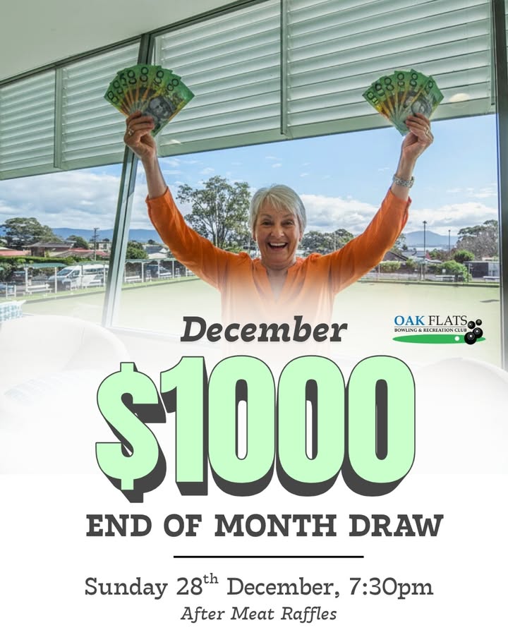 Featured image for “End of Month $1K Draw: Win Cash at Oak Flats Bowling Club”