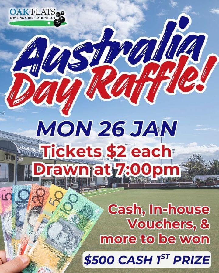 Featured image for “Australia Day Raffle Night at Oak Flats Bowling Club”